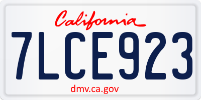 CA license plate 7LCE923