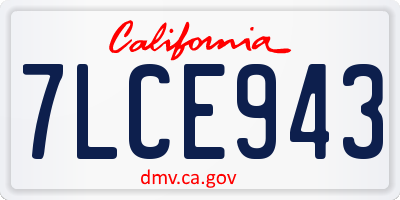 CA license plate 7LCE943