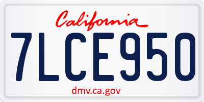 CA license plate 7LCE950