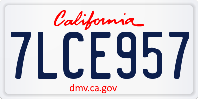 CA license plate 7LCE957