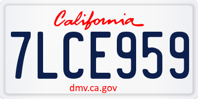 CA license plate 7LCE959