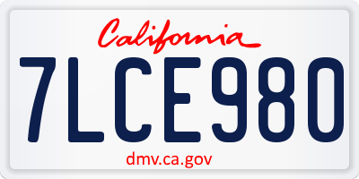 CA license plate 7LCE980