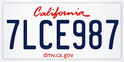 CA license plate 7LCE987