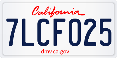 CA license plate 7LCF025
