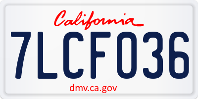 CA license plate 7LCF036