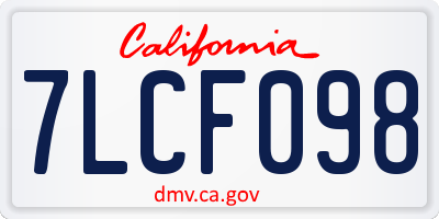 CA license plate 7LCF098