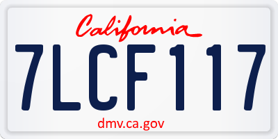 CA license plate 7LCF117
