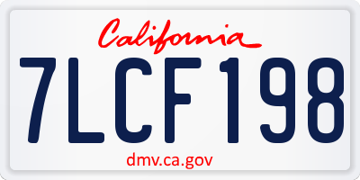 CA license plate 7LCF198