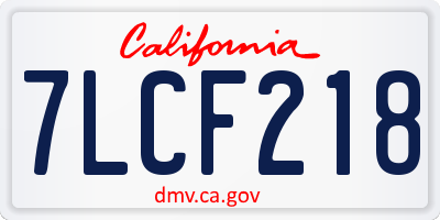 CA license plate 7LCF218