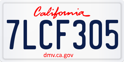 CA license plate 7LCF305