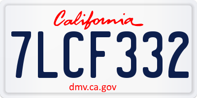 CA license plate 7LCF332