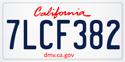 CA license plate 7LCF382