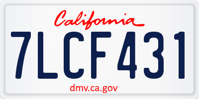 CA license plate 7LCF431