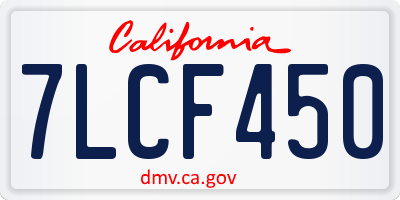 CA license plate 7LCF450