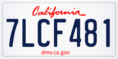 CA license plate 7LCF481