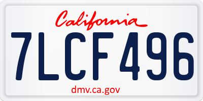 CA license plate 7LCF496