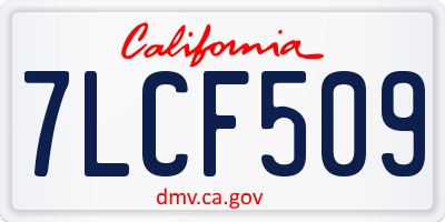 CA license plate 7LCF509