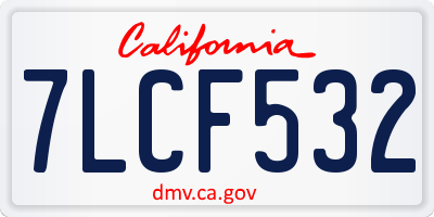 CA license plate 7LCF532