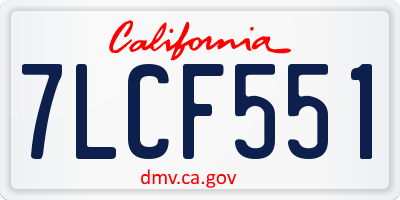 CA license plate 7LCF551