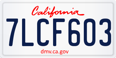 CA license plate 7LCF603