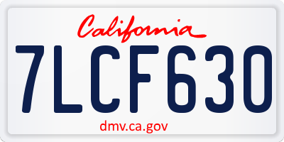 CA license plate 7LCF630