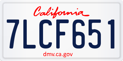 CA license plate 7LCF651