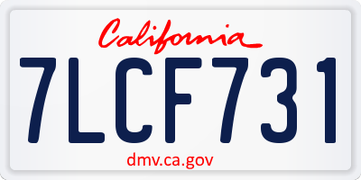 CA license plate 7LCF731