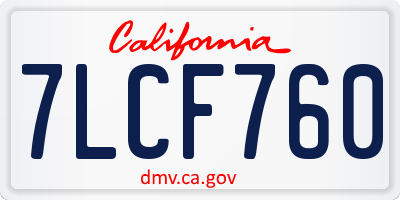 CA license plate 7LCF760