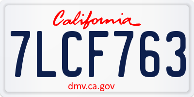 CA license plate 7LCF763