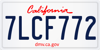 CA license plate 7LCF772