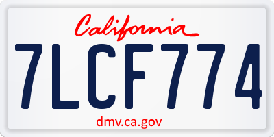 CA license plate 7LCF774