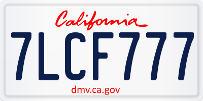 CA license plate 7LCF777