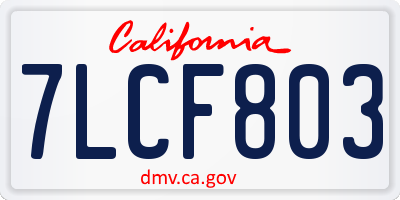 CA license plate 7LCF803
