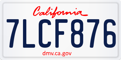 CA license plate 7LCF876