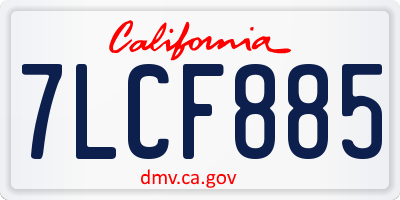CA license plate 7LCF885