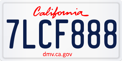 CA license plate 7LCF888