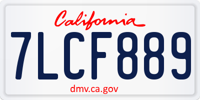 CA license plate 7LCF889