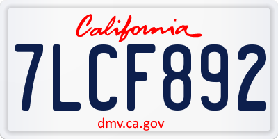 CA license plate 7LCF892