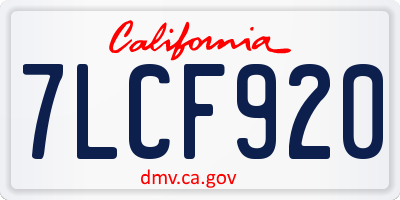 CA license plate 7LCF920