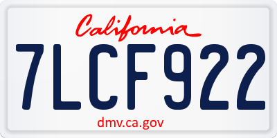 CA license plate 7LCF922