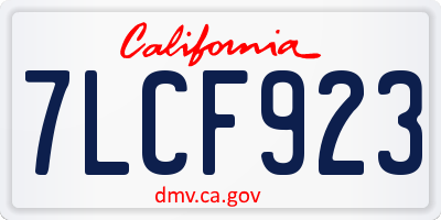 CA license plate 7LCF923