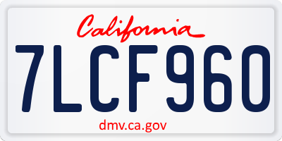 CA license plate 7LCF960
