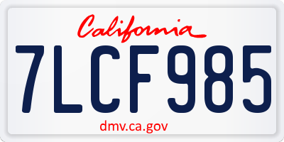 CA license plate 7LCF985