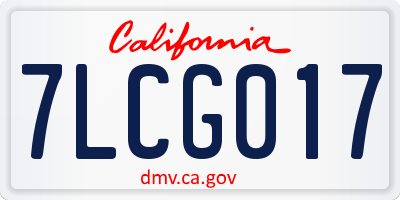 CA license plate 7LCG017