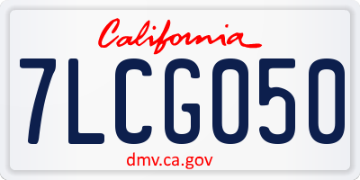 CA license plate 7LCG050