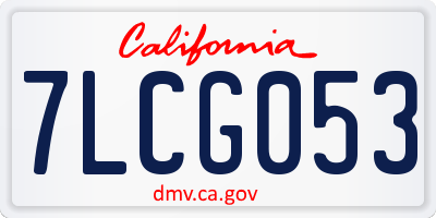 CA license plate 7LCG053
