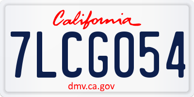 CA license plate 7LCG054
