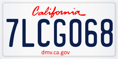 CA license plate 7LCG068