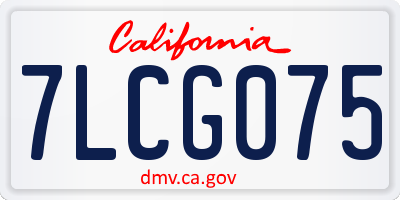 CA license plate 7LCG075