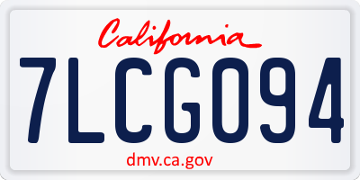 CA license plate 7LCG094